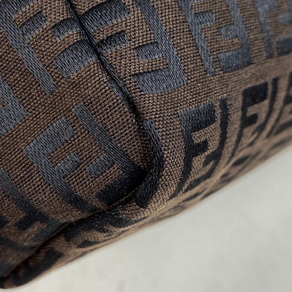 Fendi Zucchino Pattern Handbag All Over Pattern Canvas Brown - Picture 3 of 6